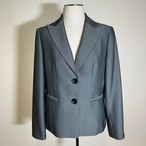 Le Suit Gray Pinstripe 2 Button Front Blazer Suit Jacket Career Womens Size 10